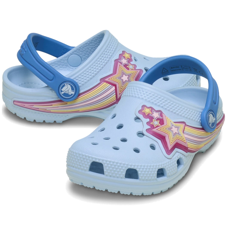 Slapi Crocs Classic Star Lights Clog T pt Femei / 25-26 / Albastru deschis photo 2
